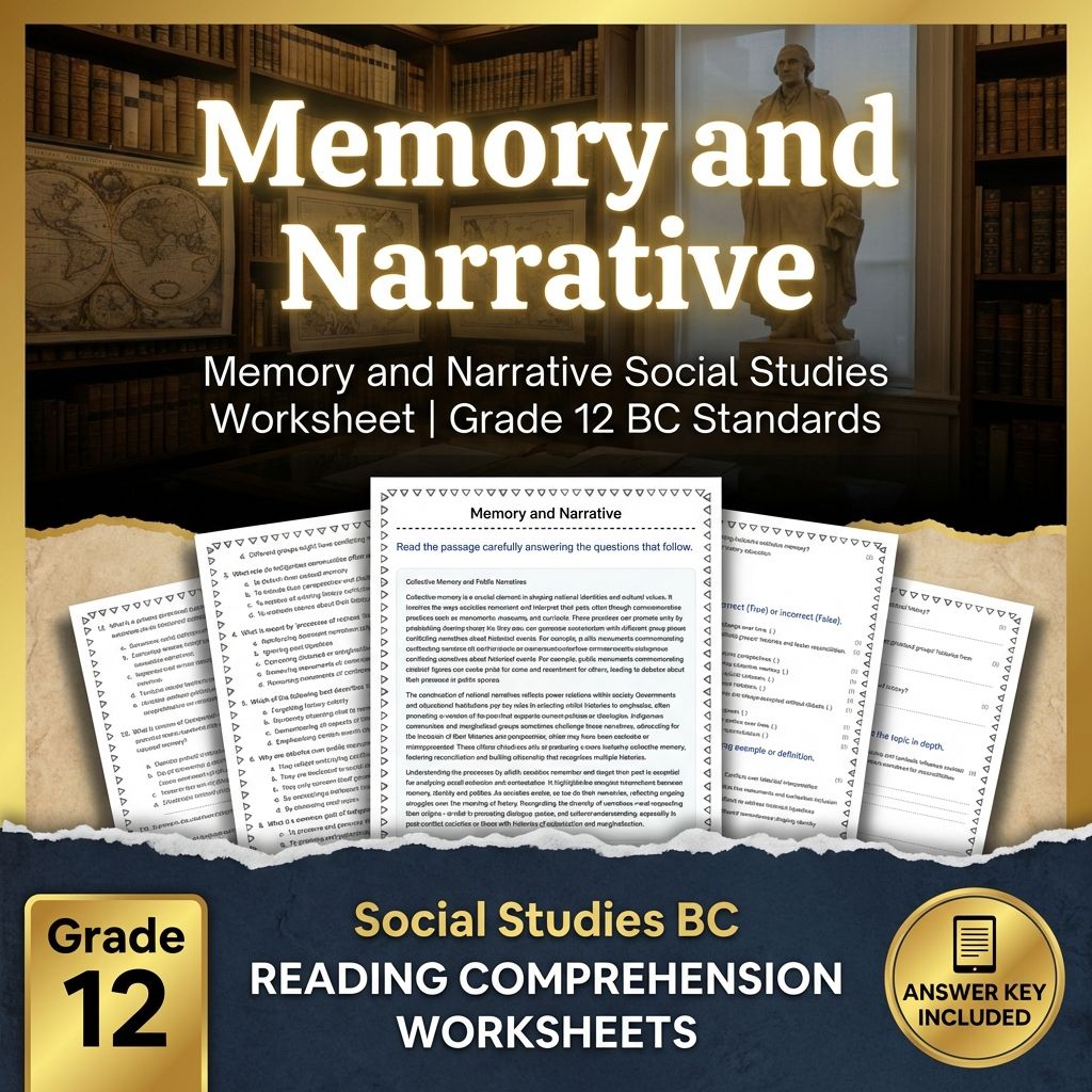 Memory and Narrative Social Studies Worksheet | Grade 12 BC Standards