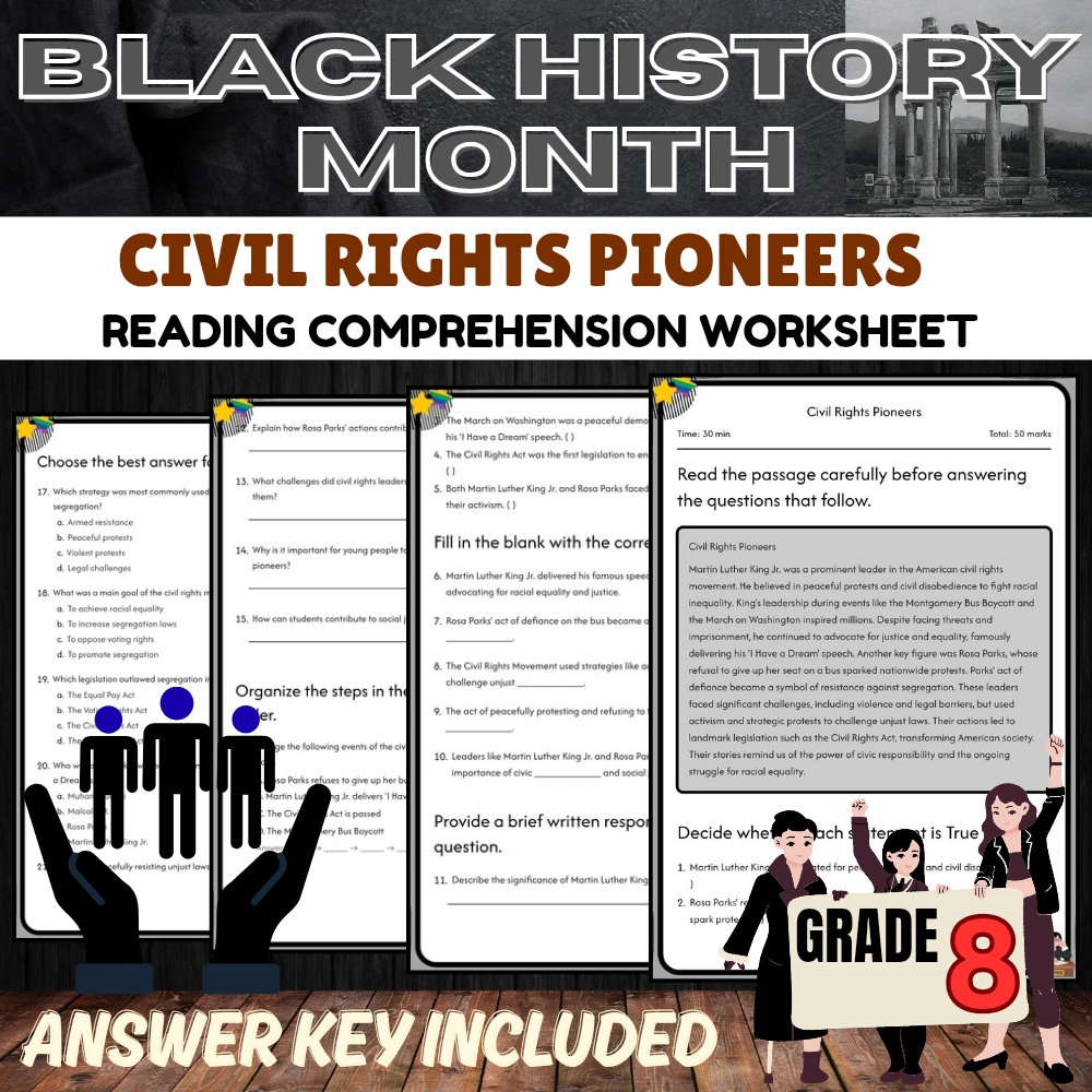 Grade 8 Black History Month Worksheet Collection (Answer Key Included) — included worksheet 3