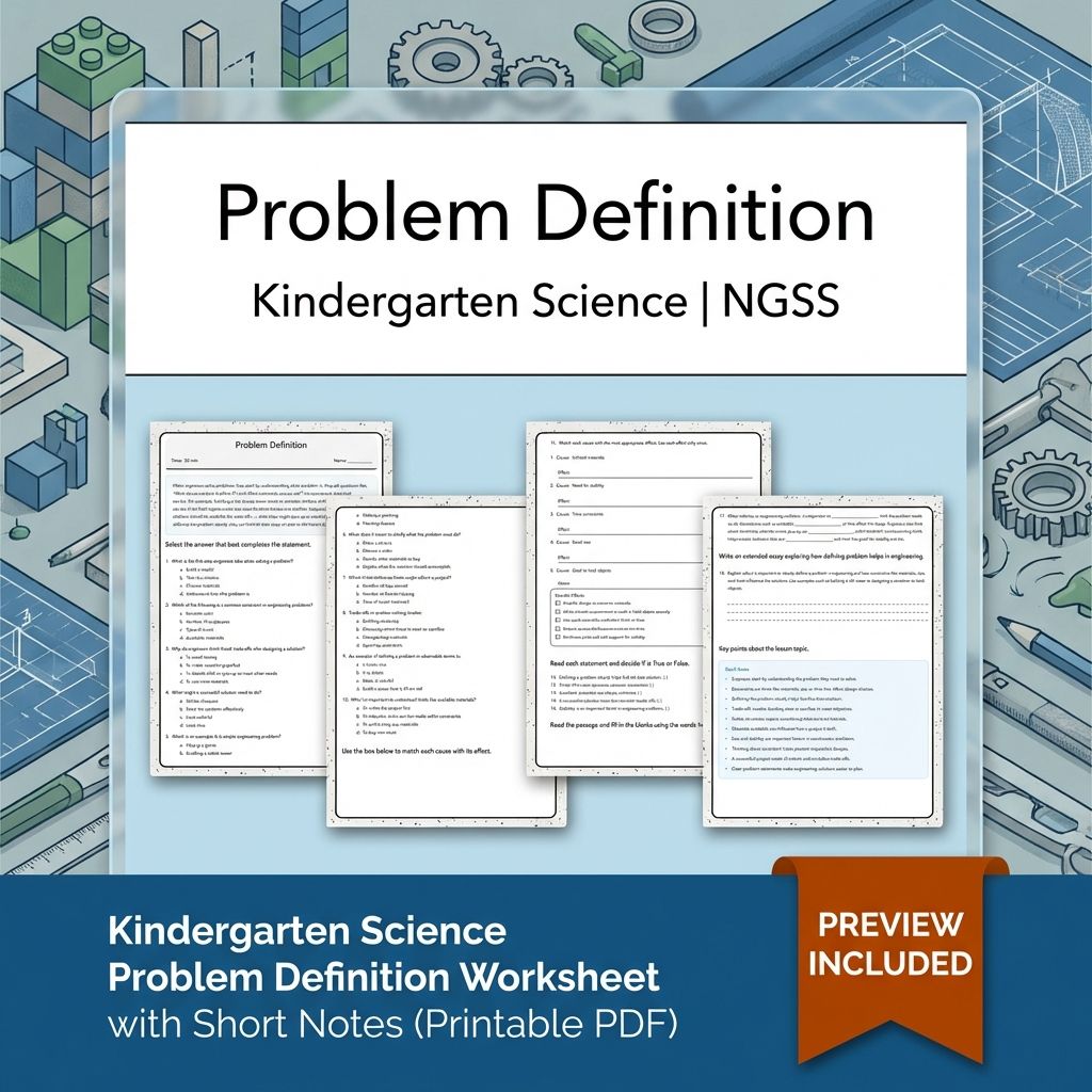 Kindergarten Science Problem Definition Worksheet with Short Notes (PDF)