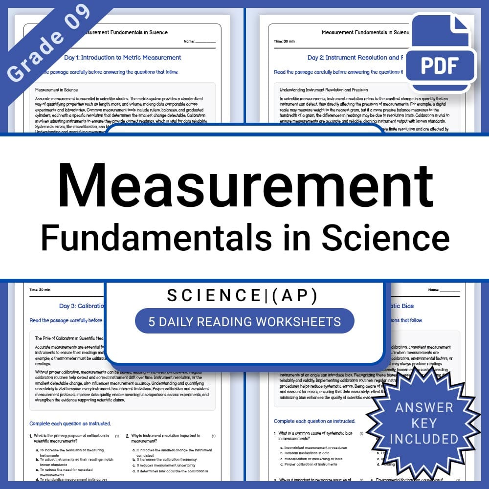 Grade 9 Science Lesson Group - AP Framework Daily Reading Worksheets — included worksheet 4