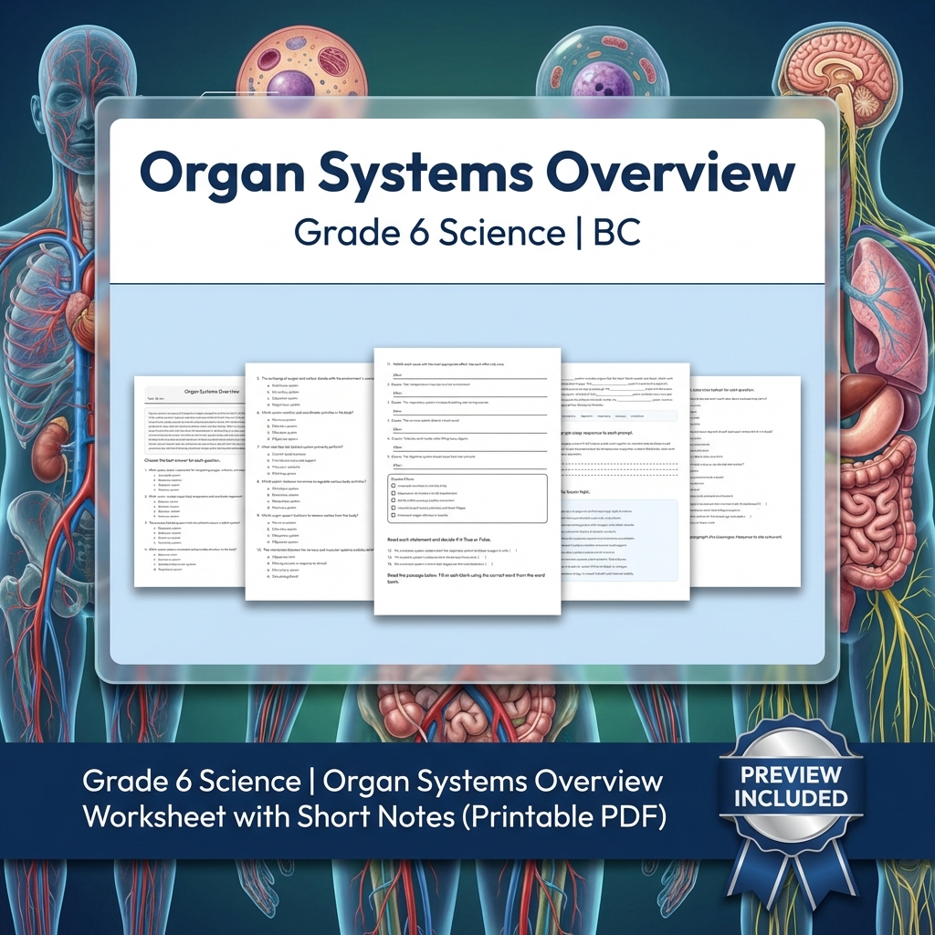 Grade 6 Science BC Ecosystems & Environmental Processes Worksheet Pack Full Year — included worksheet 35