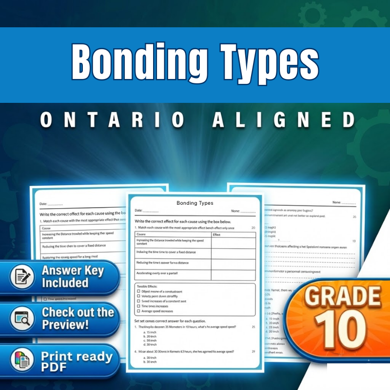Grade 10 Science | Bonding Types Worksheet (Ontario) (PDF)