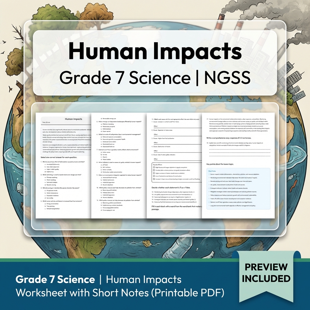 Grade 7 Science | Earth and Human Activity NGSS Unit Bundle (Worksheet Pack) — included worksheet 3