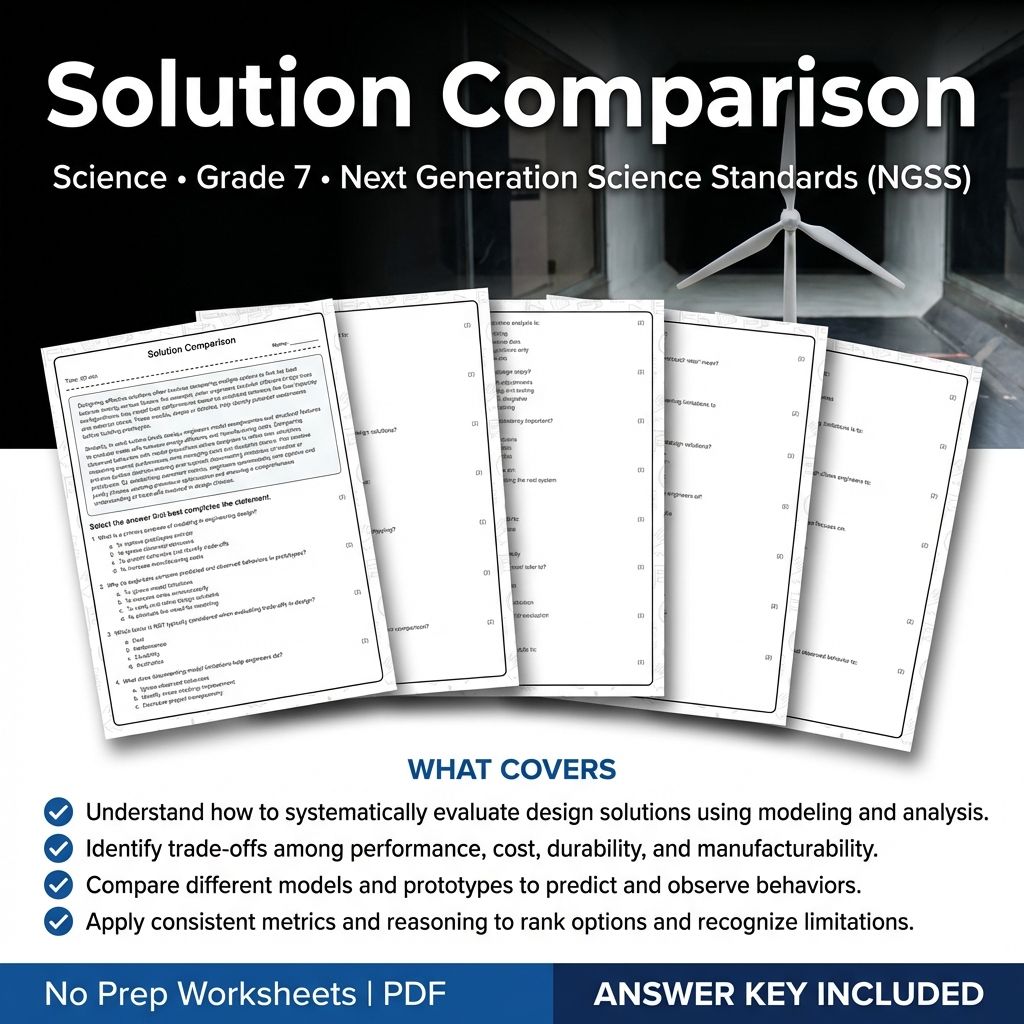 7th Grade Science | Solution Comparison Worksheet & Answer Key (Printable PDF)