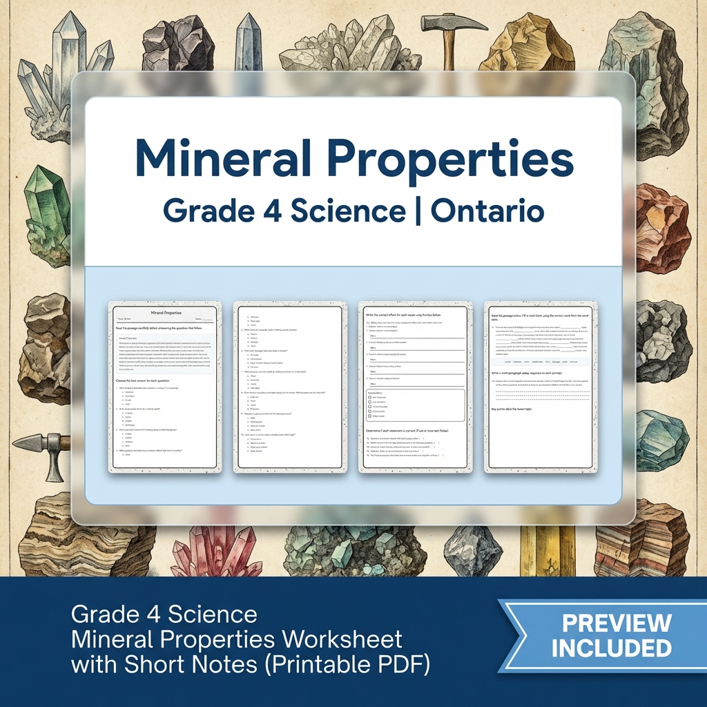 Grade 4 Science Lesson Bundle | Earth & Soil Topics for Ontario — included worksheet 7