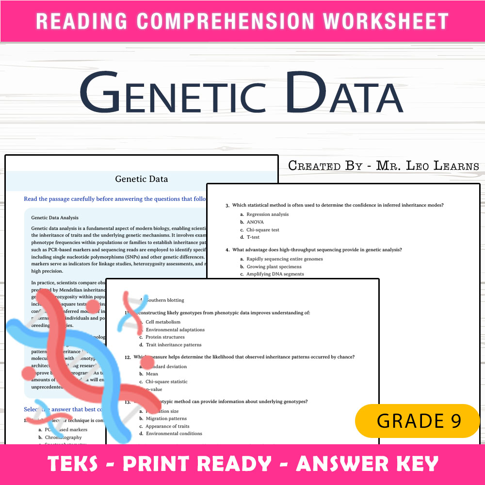 Grade 9 Science worksheet worksheet — Grade 9 Science – Genetic Data Worksheet for Mastering Genetics Analysis — page 1