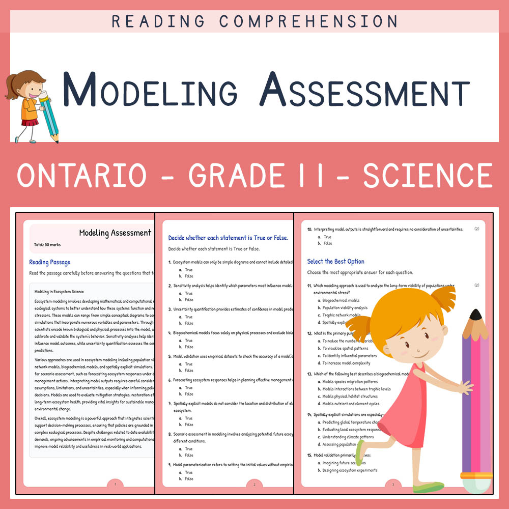 Grade 11 Science worksheet elena worksheet — Grade 11 Science | Modeling Assessment Worksheet | Ontario Standards — page 1