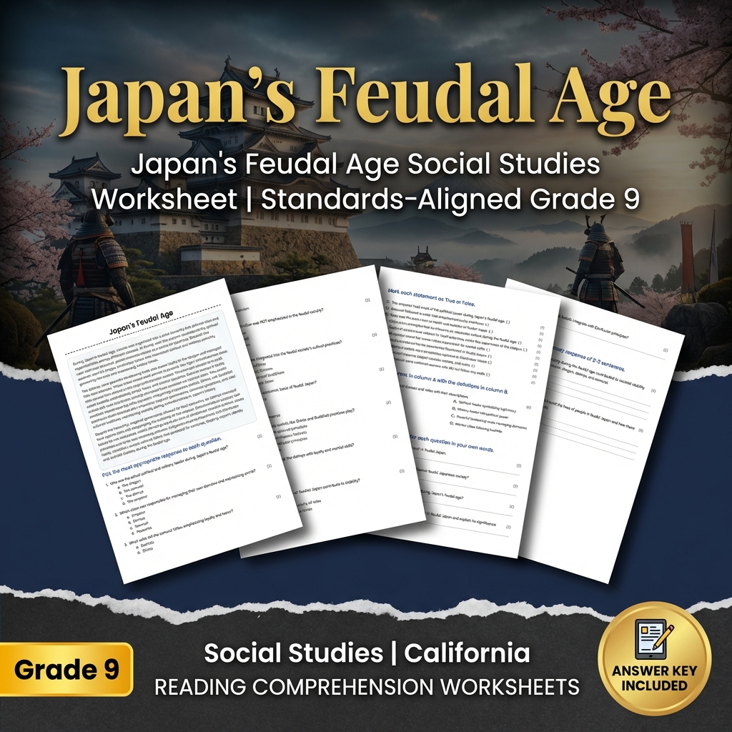 Japan's Feudal Age Social Studies Worksheet | Standards-Aligned Grade 9