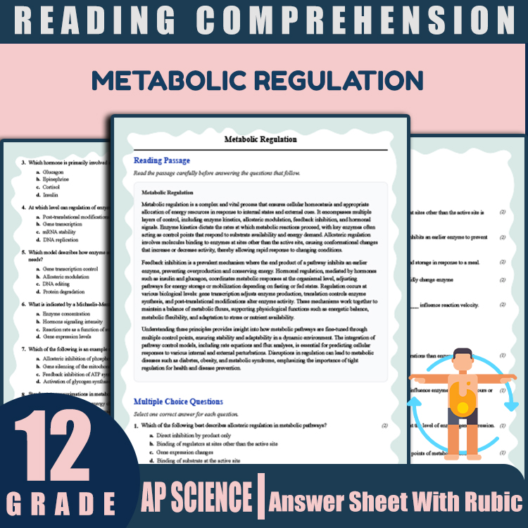 Grade 12 Science reading worksheets worksheet — Grade 12 Science | Metabolic Regulation Reading Worksheet (PDF + Rubric) —…