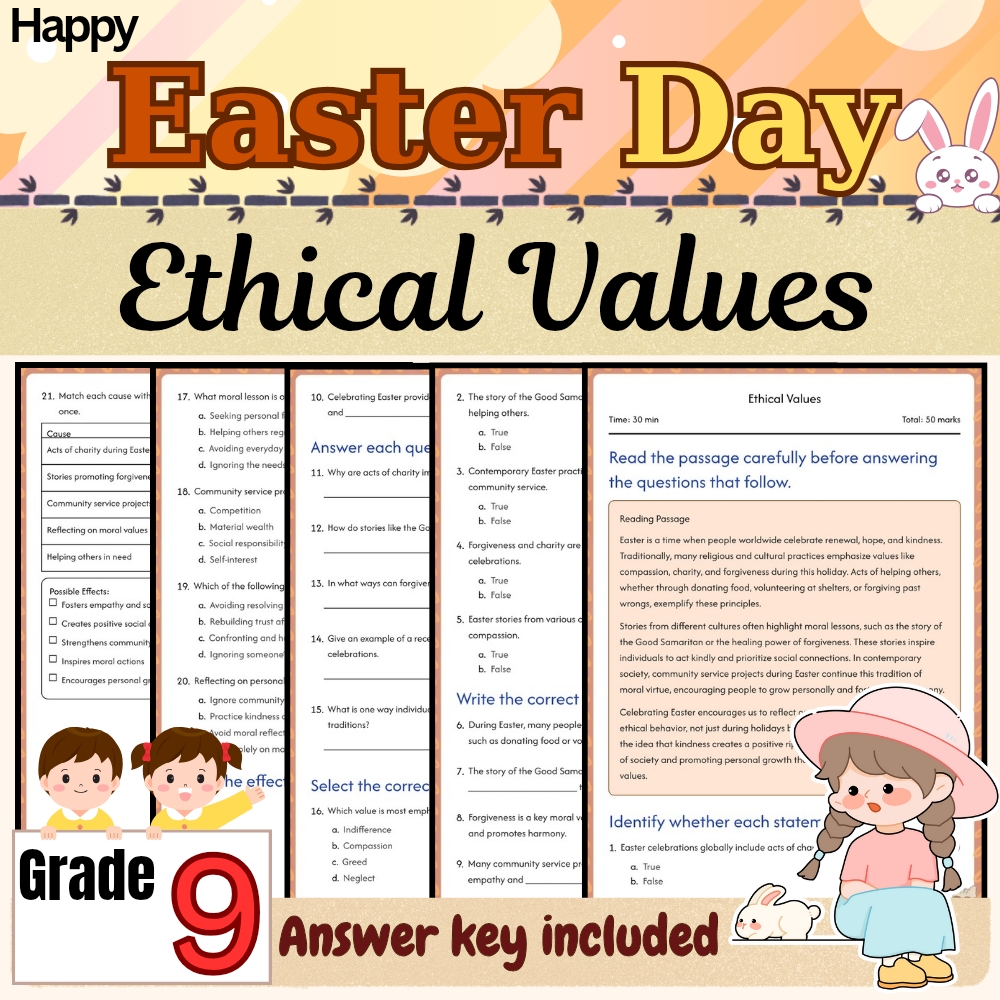 Grade 9 Seasonal Unit | Easter & Holiday Studies Worksheets Collection — included worksheet 1