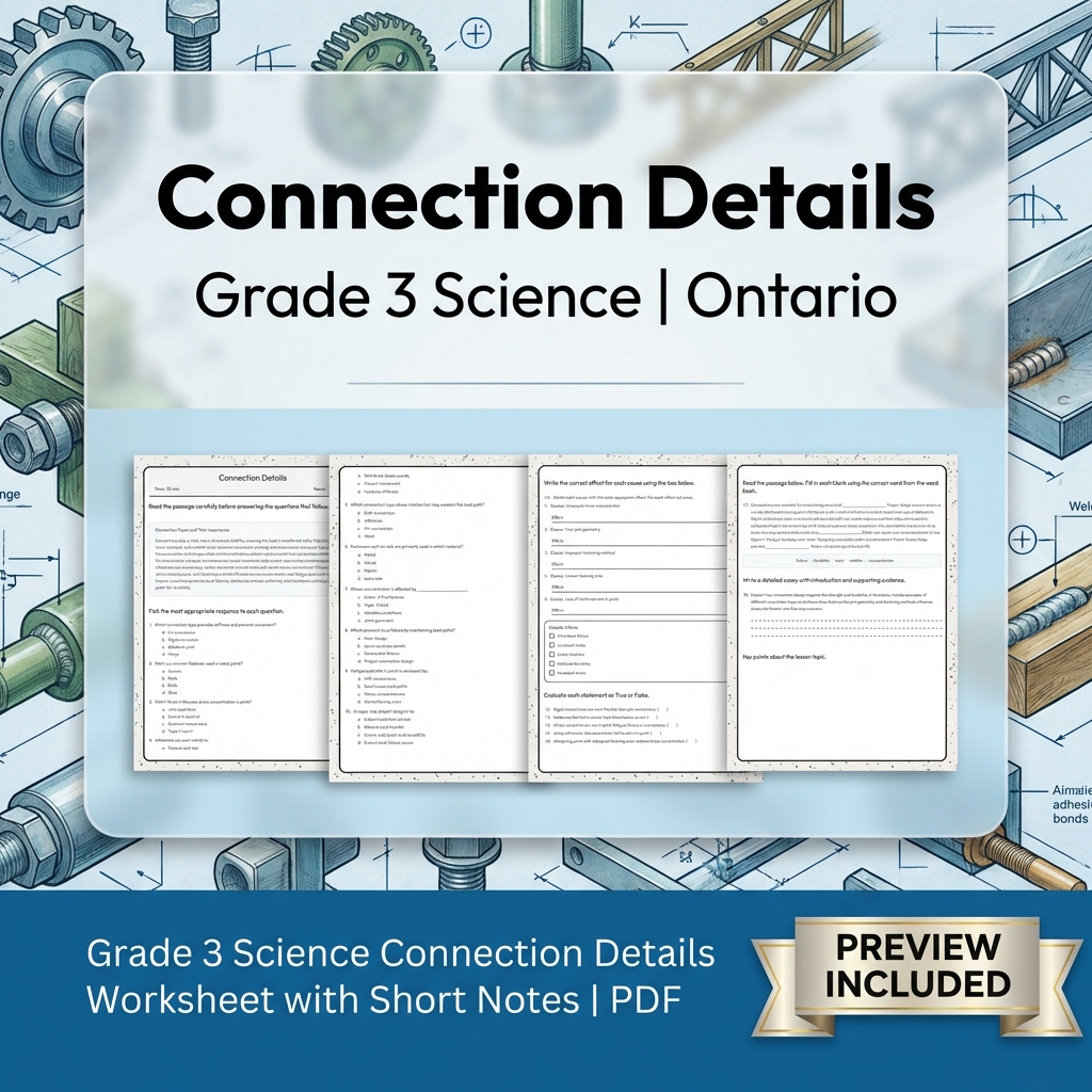 Grade 3 Science Basic Structures & Materials Worksheet Bundle | Ontario   — included worksheet 7