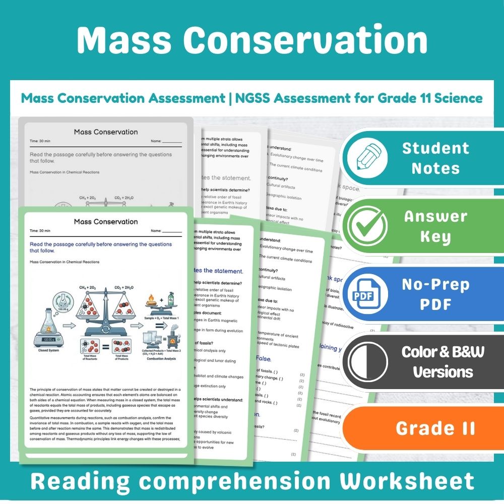 Mass Conservation Assessment | NGSS Assessment for Grade 11 Science