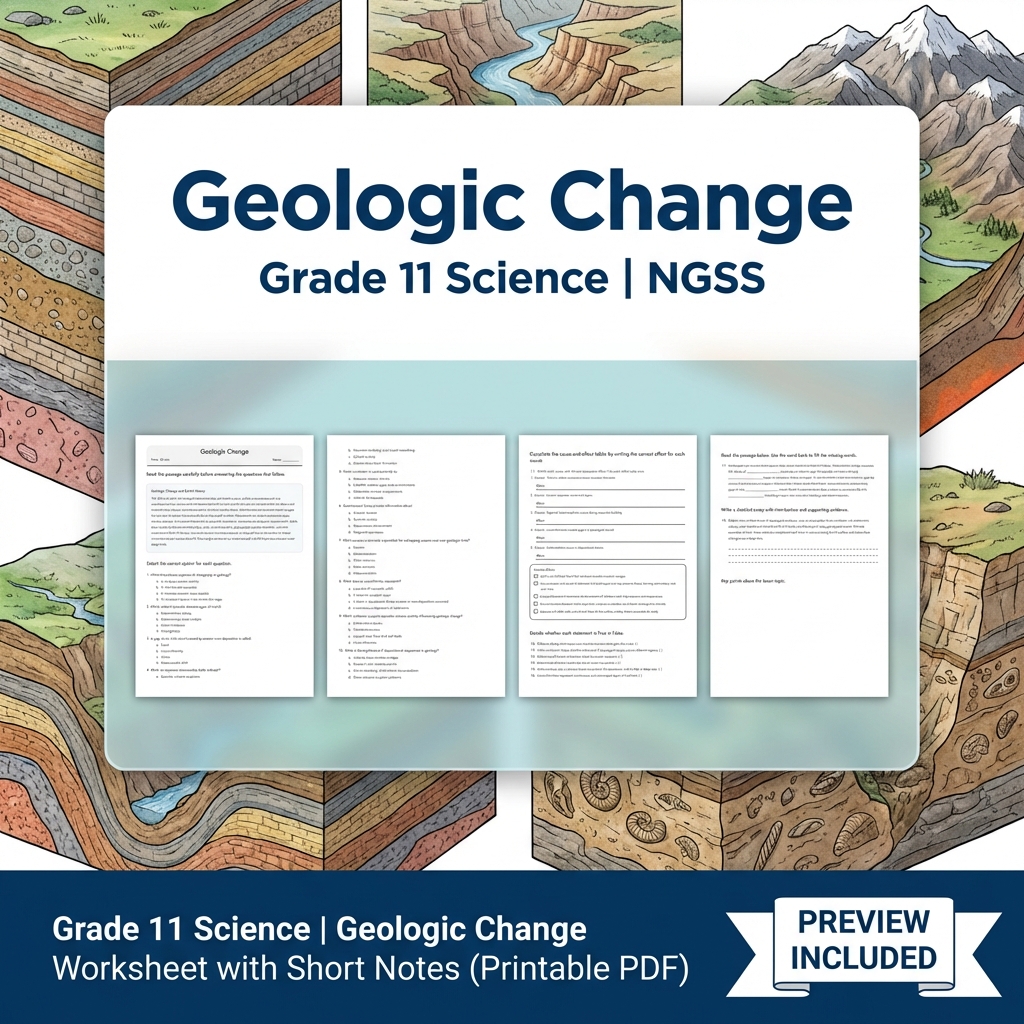 Grade 11 Science NGSS Worksheet Bundle – Ecosystem, Genetics & Physics Topics — included worksheet 30