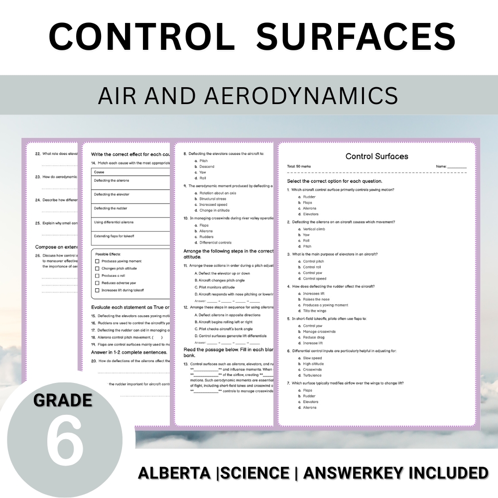 Grade 6 Science Unit Bundle | Flight, Air Pressure & Aerodynamics Worksheets — included worksheet 11