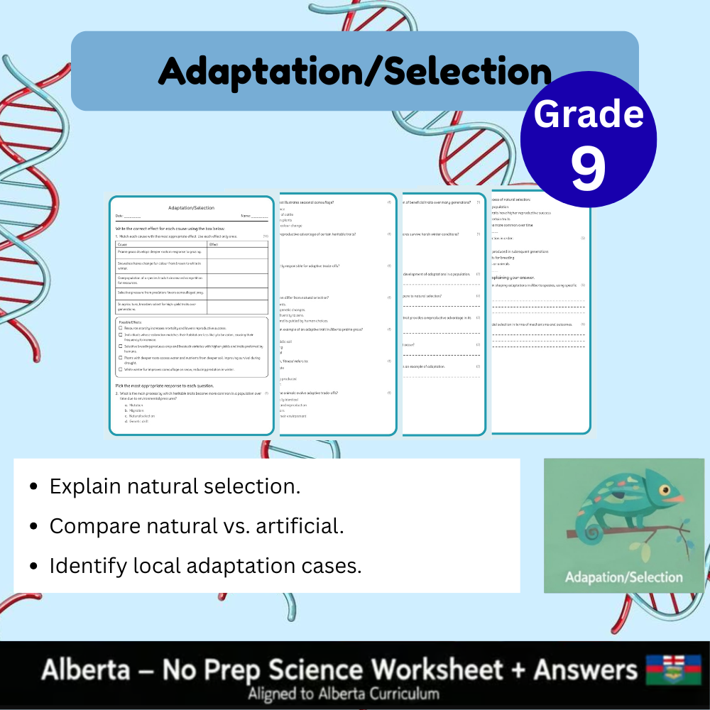 Grade 9 Science Worksheet Bundle | Genetics, Chemistry & Physics Concepts — included worksheet 33