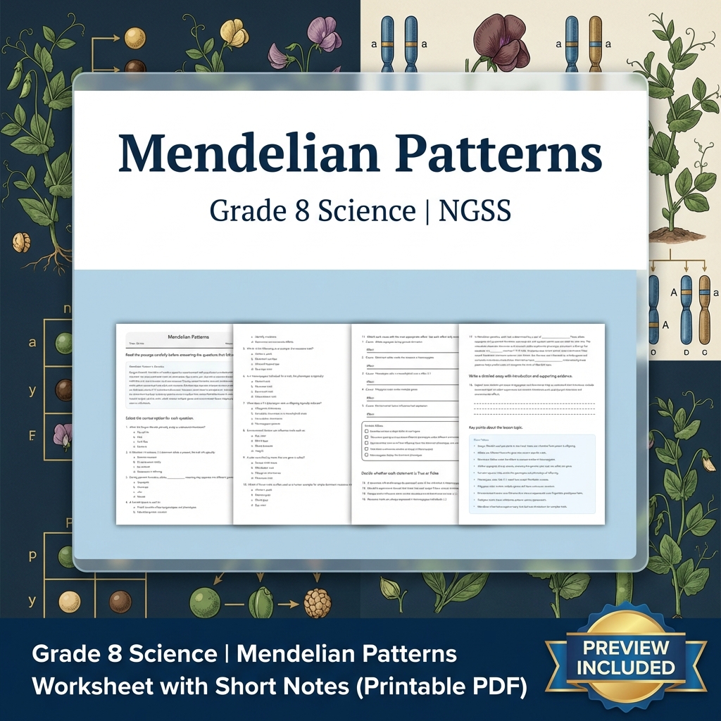Grade 8 Science  Heredity: Inheritance & Variation UNIT Bundle (NGSS Worksheets) — included worksheet 1