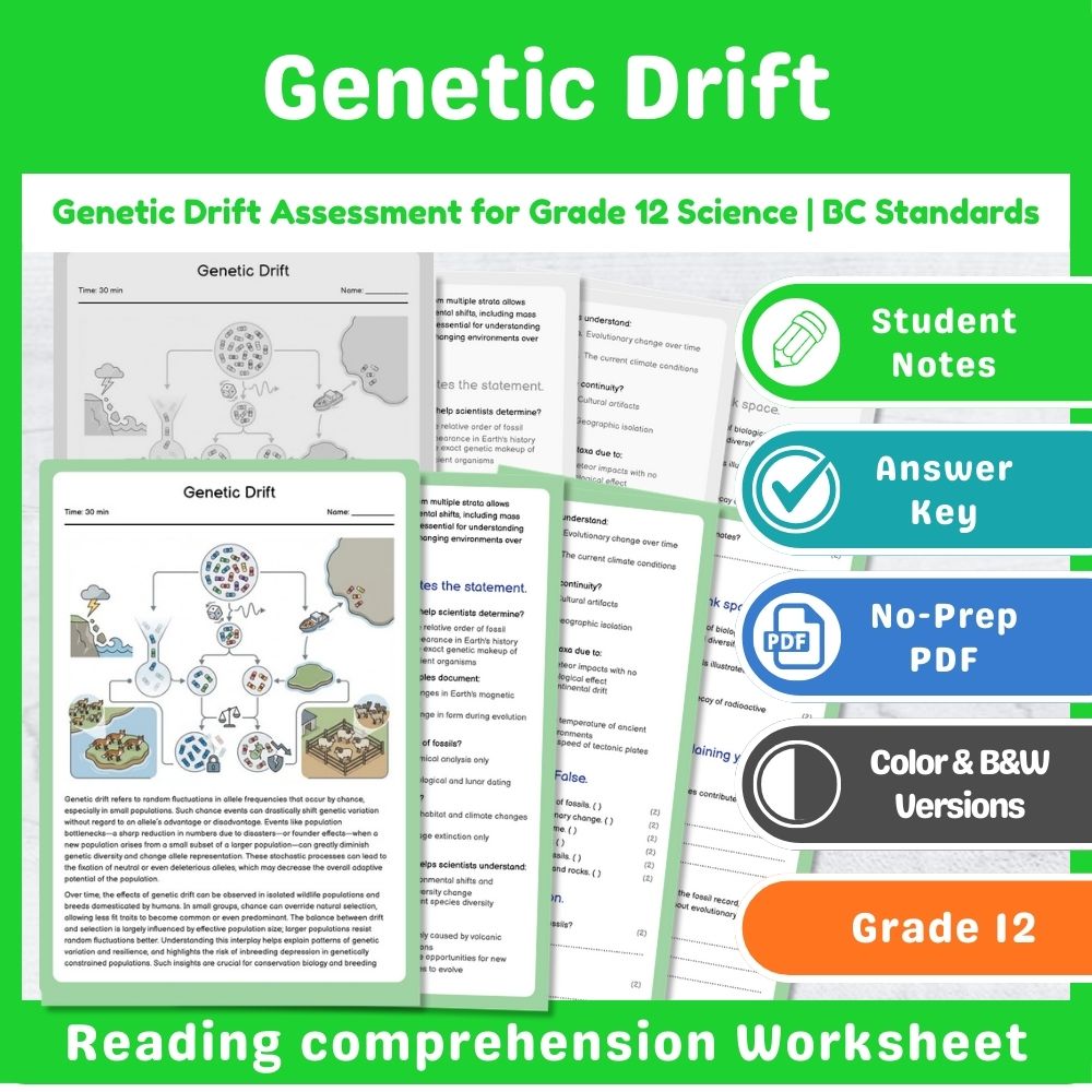 Grade 12 Science Mini Bundle – Genetics & Evolution Assessment Pack — included worksheet 9