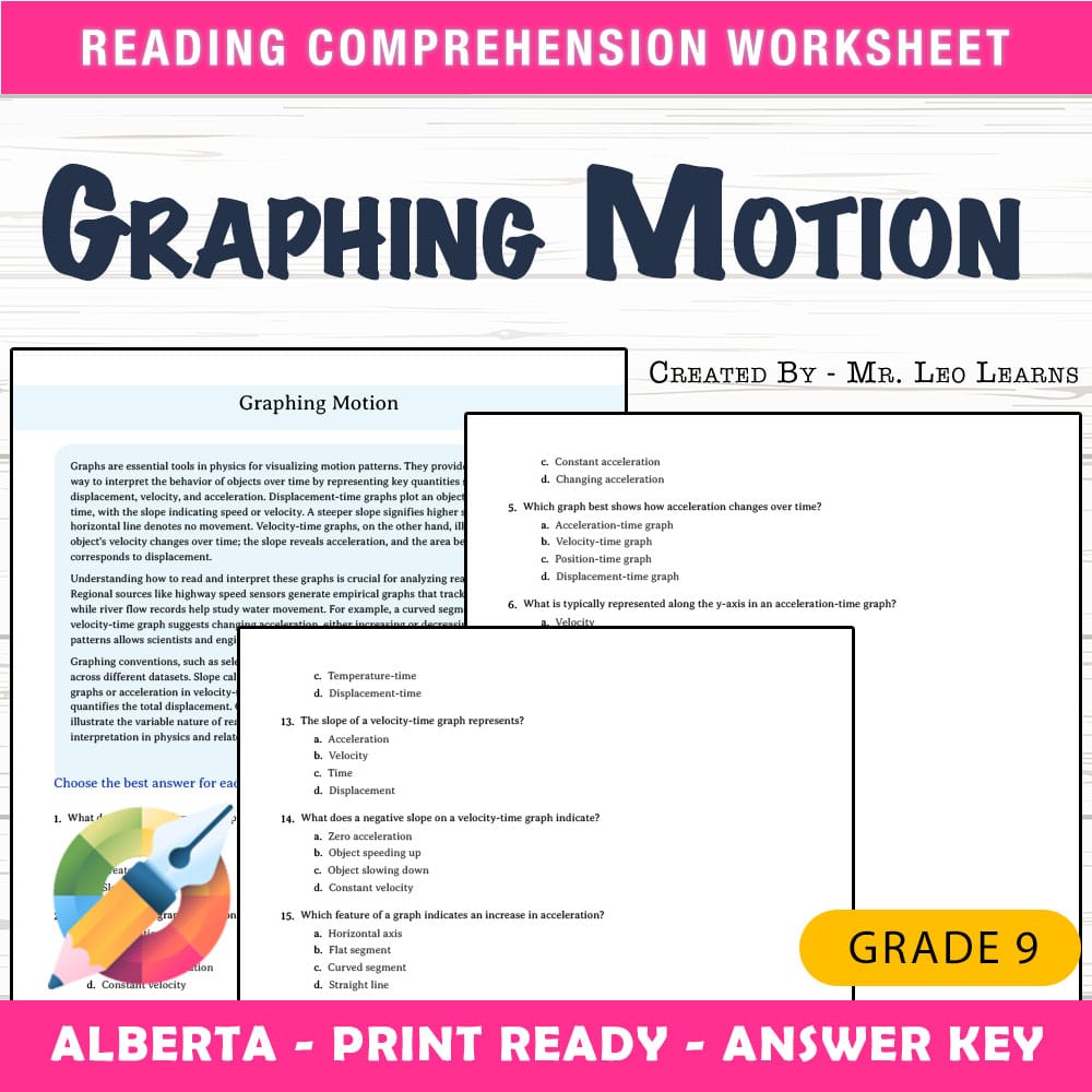 Grade 9 Science worksheet mcq paper worksheet — Grade 9 Science — Graphing Motion Worksheet MCQ Paper — page 1