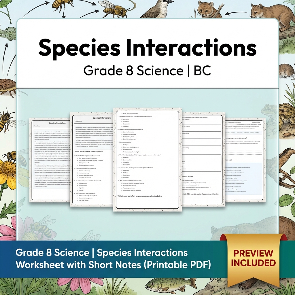 Grade 8 Science Lesson Bundle | Ecosystems, Biodiversity & Environmental Impacts — included worksheet 8