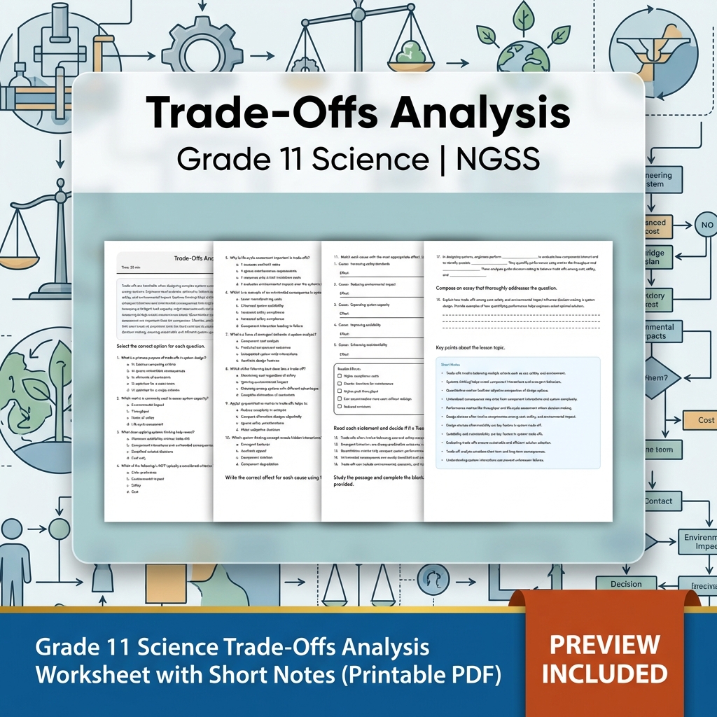 Grade 11 Science Engineering Design Unit | NGSS-Aligned Worksheet Collection — included worksheet 2