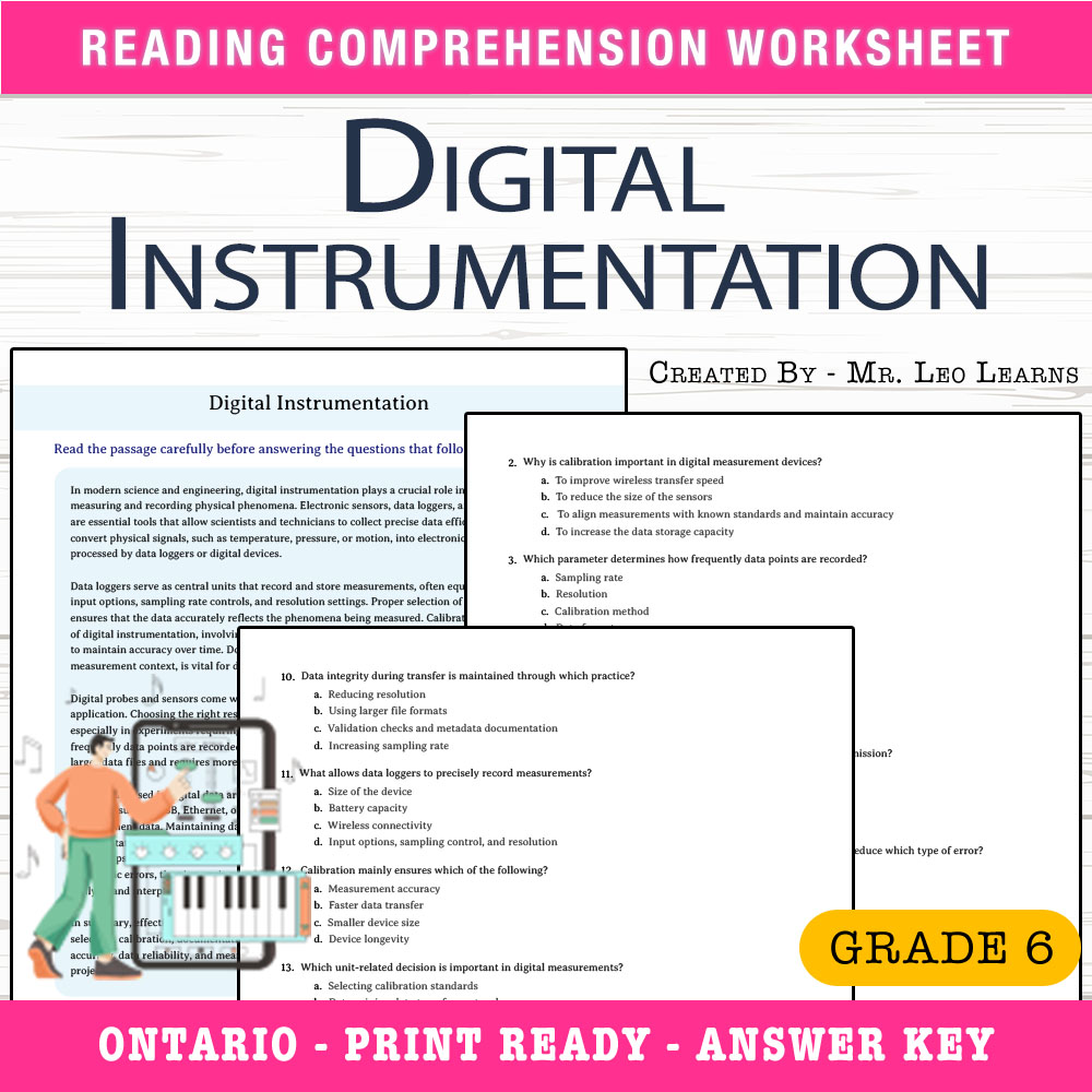 Grade 6 Science worksheet worksheet — Grade 6 Science — Digital Instrumentation Worksheet for Mastery — page 1