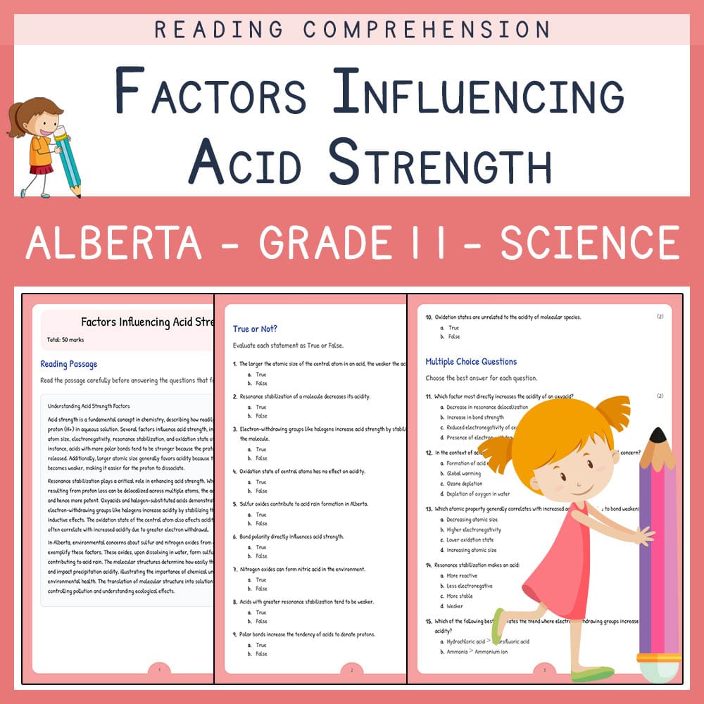 Grade 11 Science worksheet elena worksheet — Grade 11 Science | Factors Influencing Acid Strength | Alberta Standards — pa…