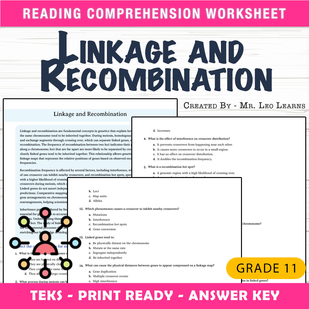 Grade 11 Science worksheet worksheet — Grade 11 Science | Linkage and Recombination Worksheet for Mastery — page 1