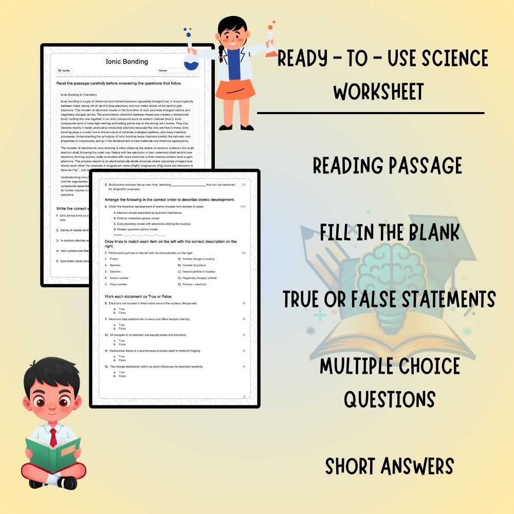 Grade 11 Science worksheet worksheet — Grade 11 Science | Ionic Bonding Worksheet + Answer Key | Ontario Standards (PDF) —…