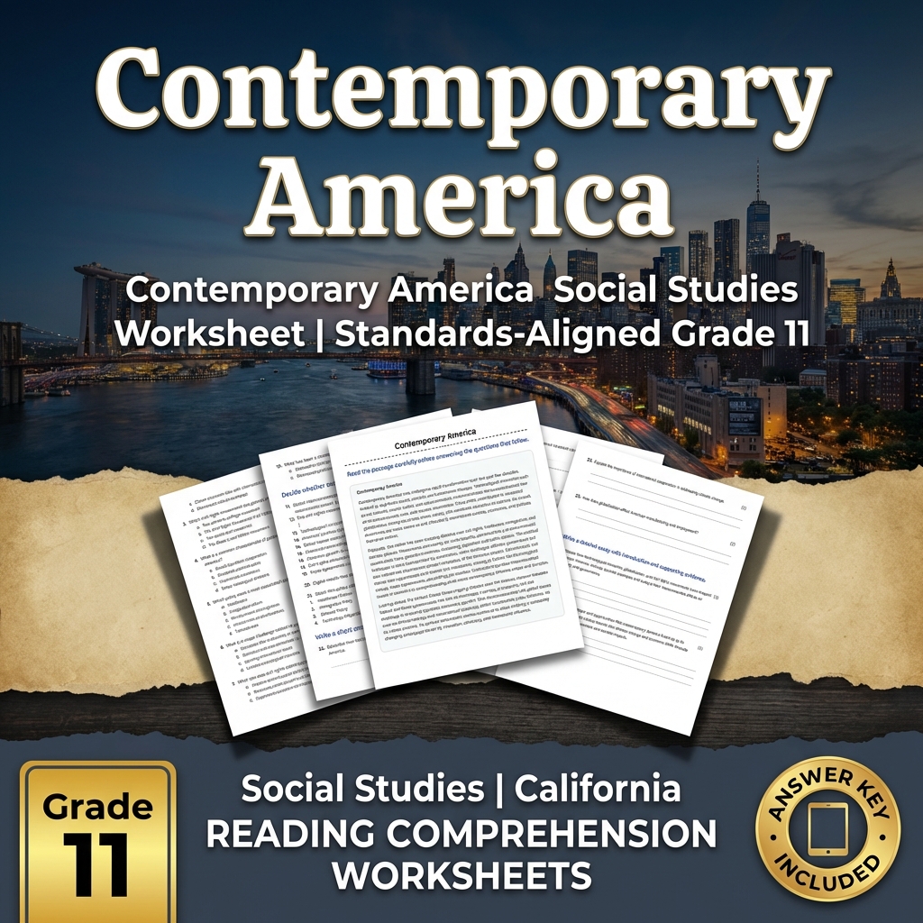 Contemporary America Social Studies Worksheet | Standards-Aligned Grade 11