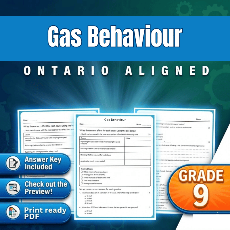 Grade 9 Science science 1 worksheet — Grade 9 Science | Gas Behavior Worksheet (Ontario) (PDF)