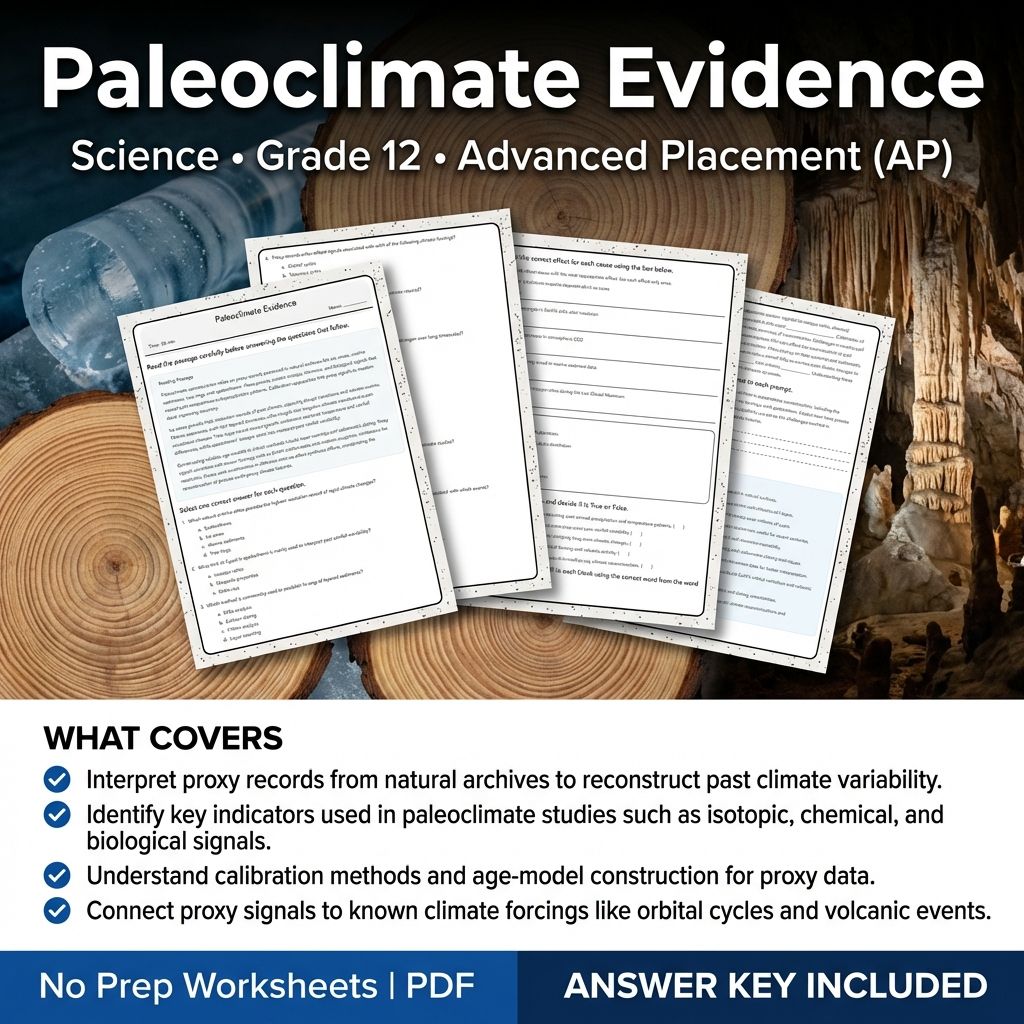 Grade 12 Science Unit Worksheets Pack | Earth's Systems & Surface Processes — included worksheet 8