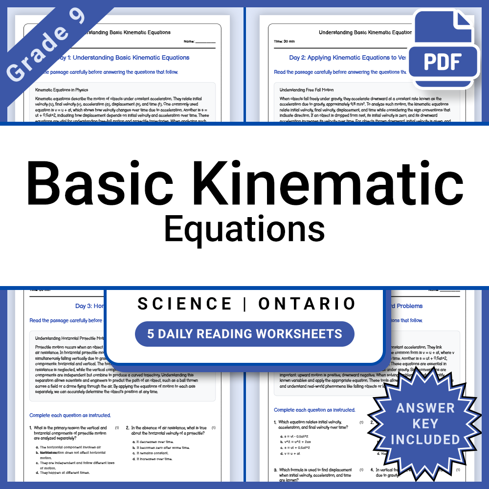 Grade 9 Science Lesson Group: Physics and Motion Worksheets Bundle — included worksheet 9