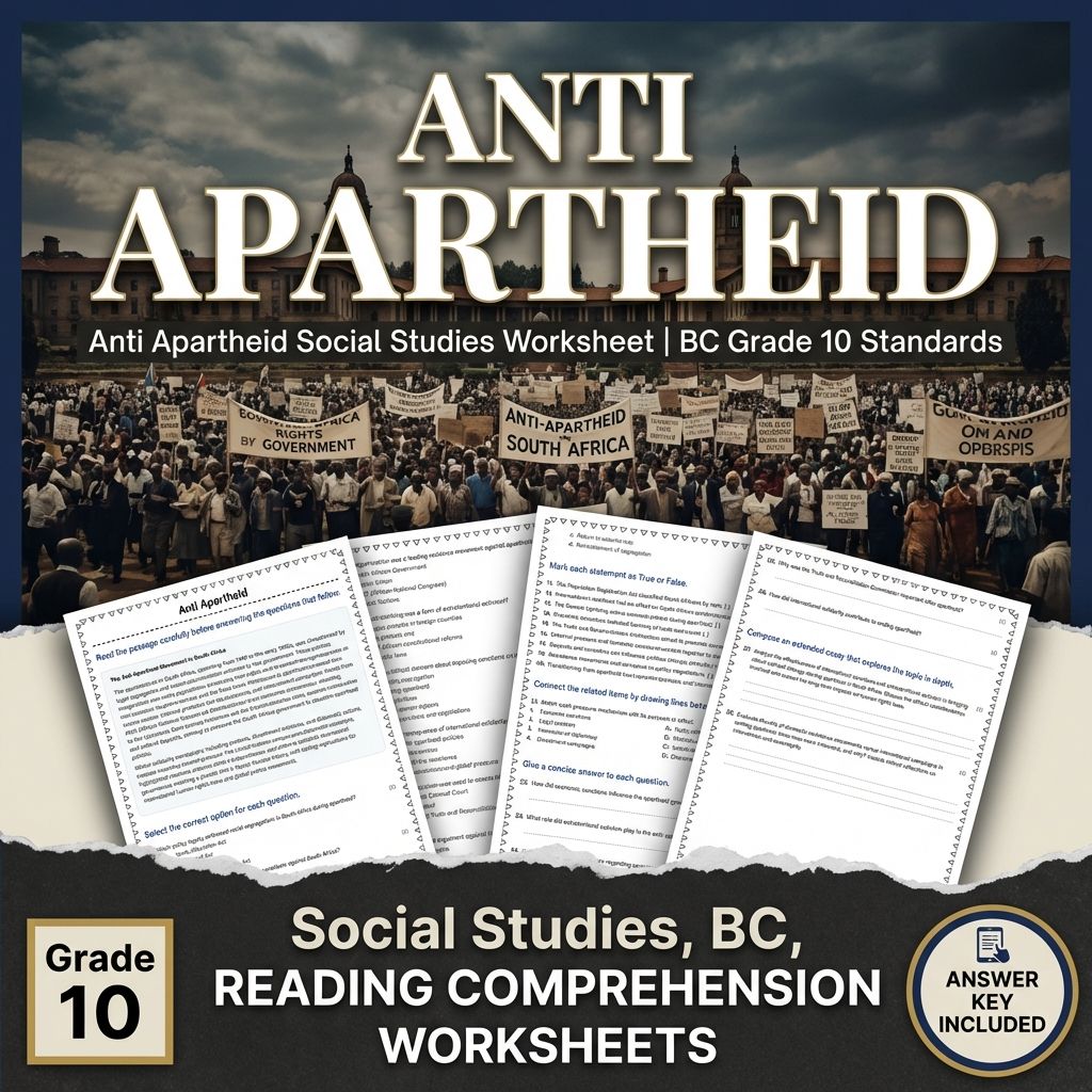 Anti Apartheid Social Studies Worksheet | BC Grade 10 Standards