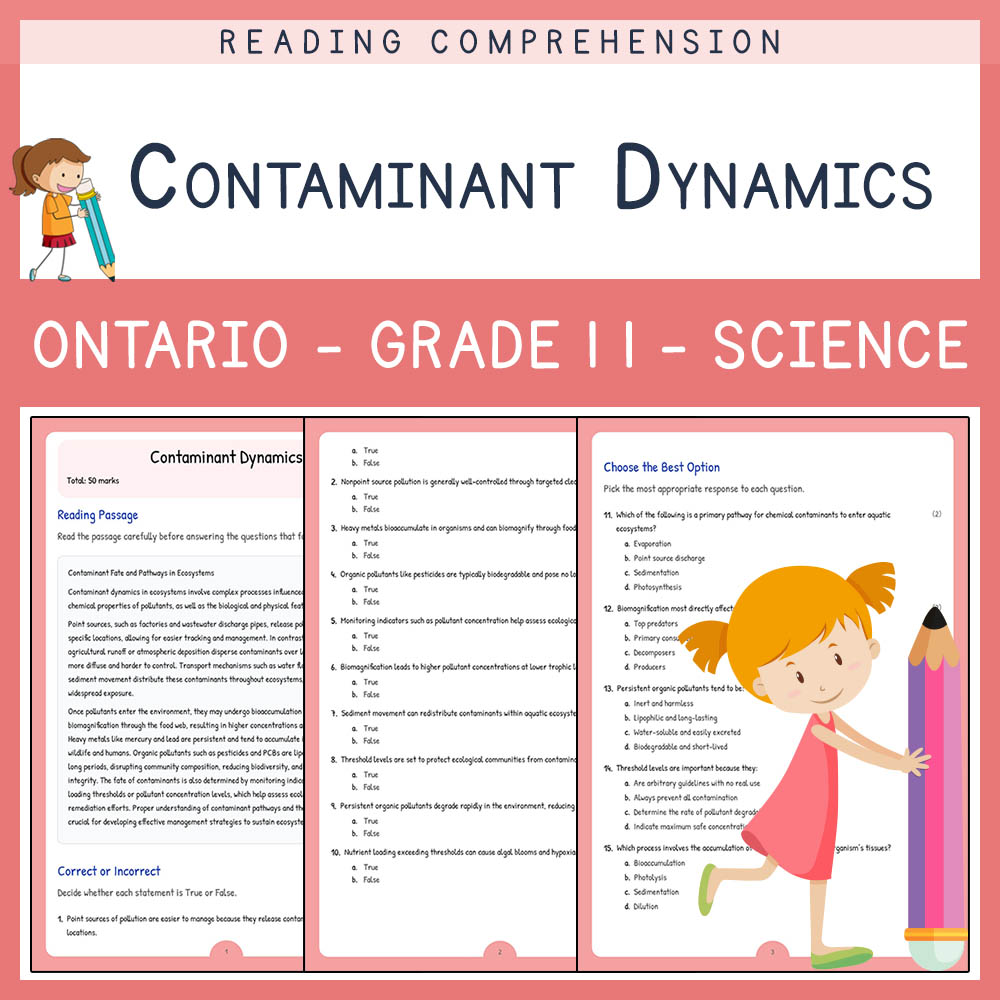 Grade 11 Science worksheet elena worksheet — Grade 11 Science Assessment | Contaminant Dynamics Worksheet Elena | Ontario…
