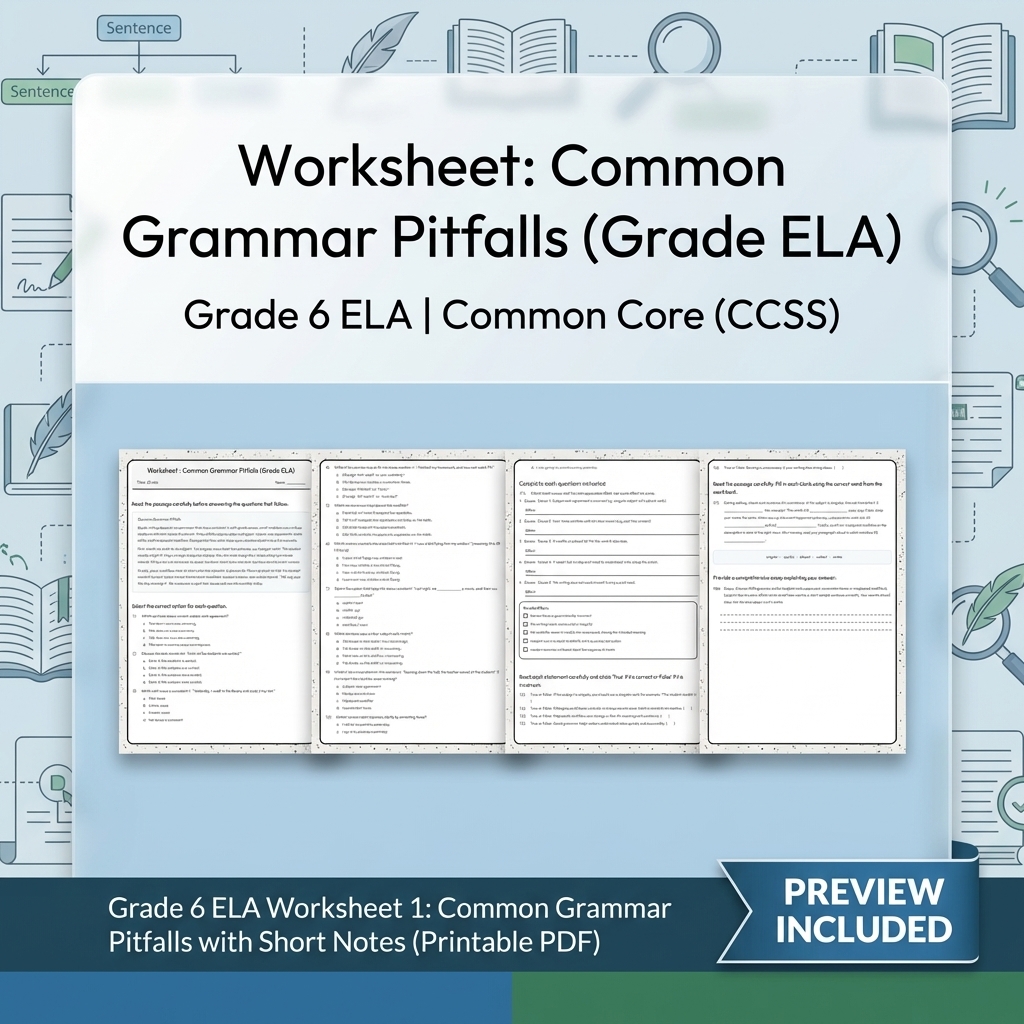 Grade 6 ELA Reading, Writing, & Grammar Full-Year Bundle (Common Core CCSS) — included worksheet 20