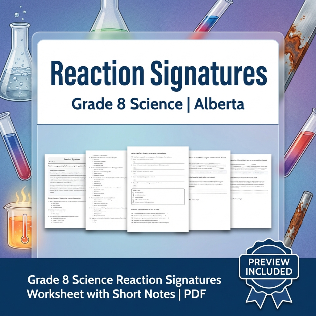 Grade 8 Science Unit | Matter & Chemical Change Worksheets Pack  — included worksheet 9