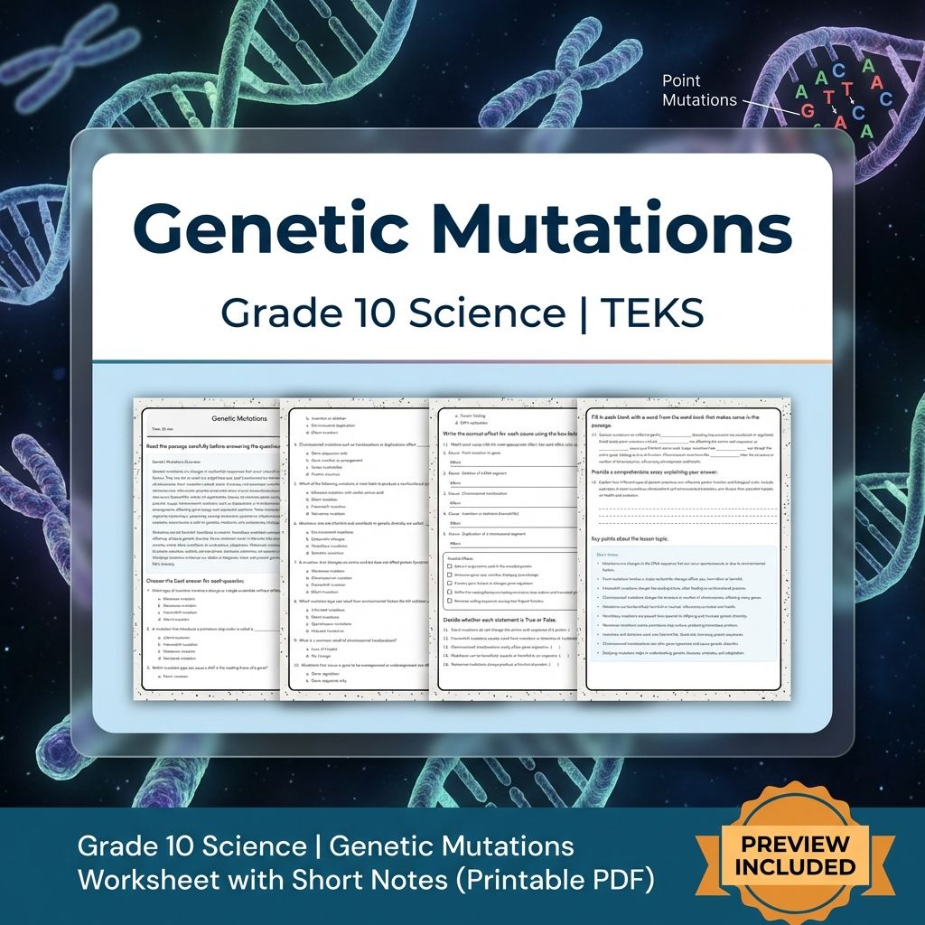 Grade 10 Science Worksheet Bundle – Genetics, Cell Biology & Ecology (PDF) — included worksheet 34