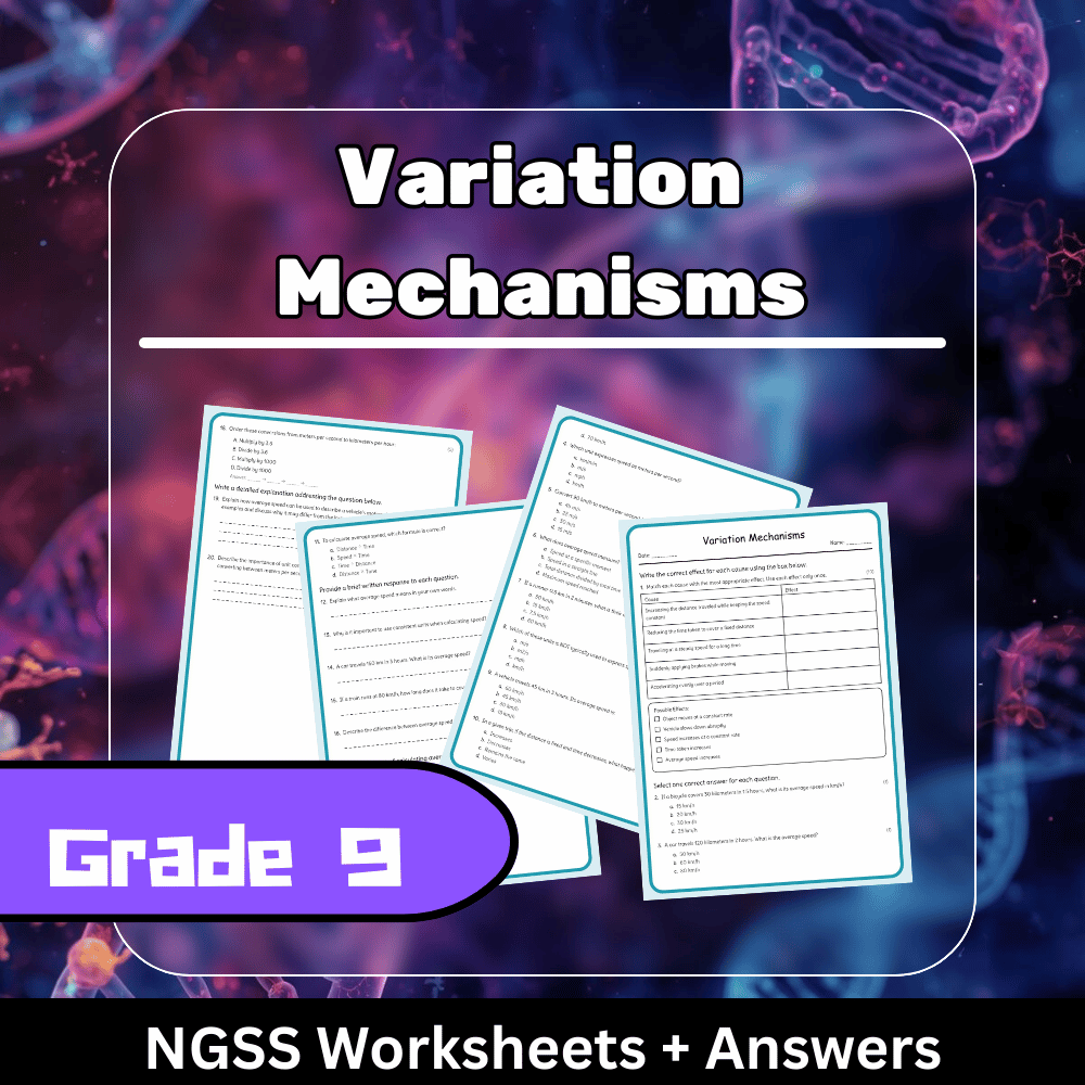 Grade 9 Science science 1 worksheet — Grade 9 Science | Variation Mechanisms Worksheet + Answer Key (NGSS) PDF