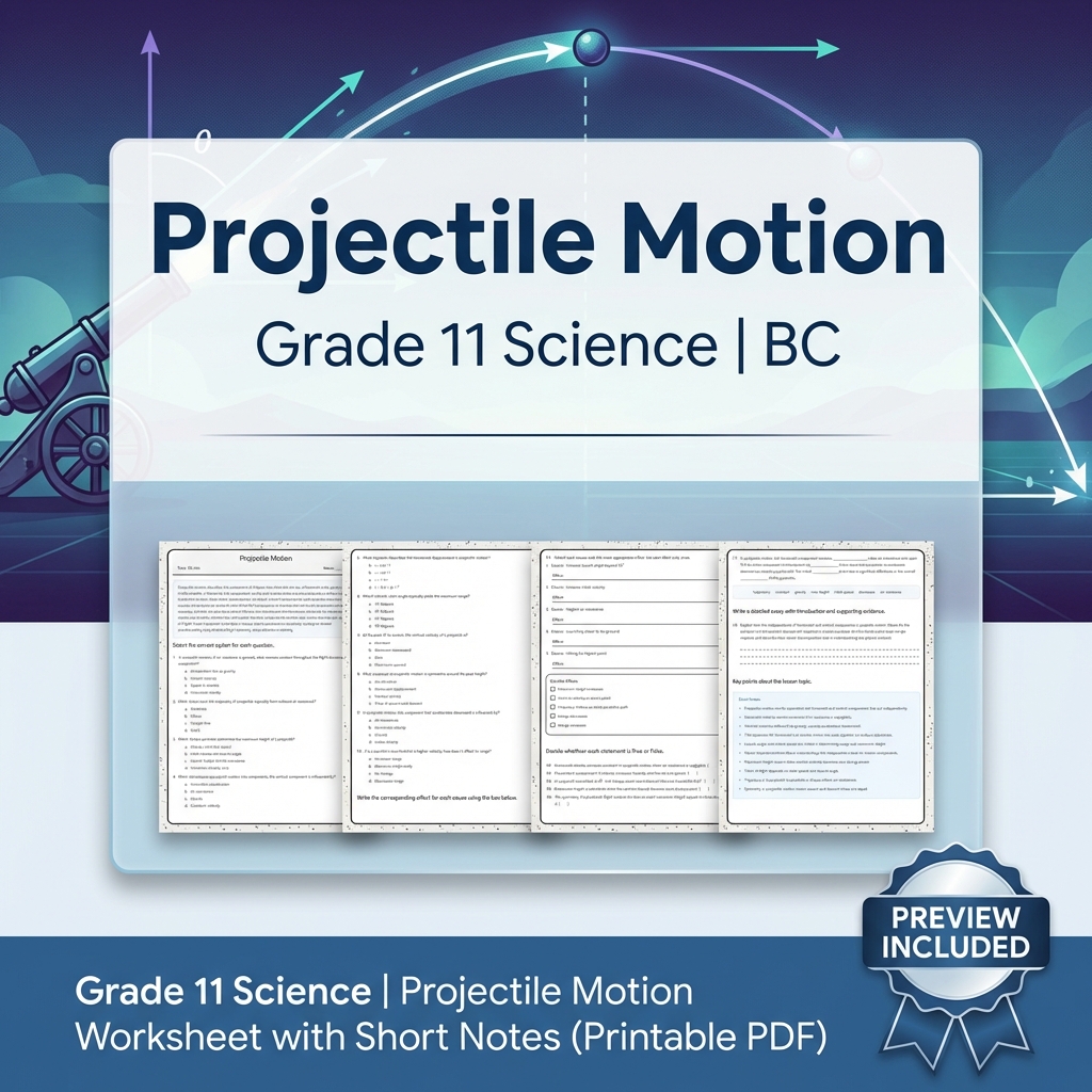 Grade 11 Science Lesson Bundle | Motion, Energy, and Forces Worksheets — included worksheet 8