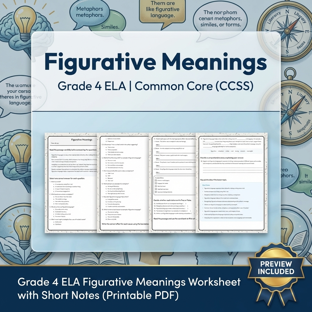 Grade 4 Text Evidence, Language & Writing ELA Full-Year Bundle: CCSS — included worksheet 24