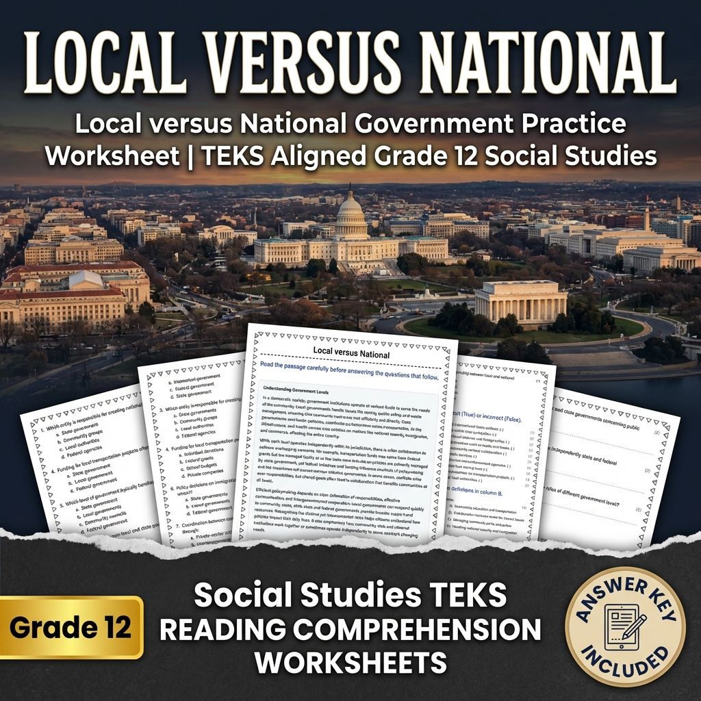 Local versus National Government Practice | TEKS Aligned Grade 12 Social Studies