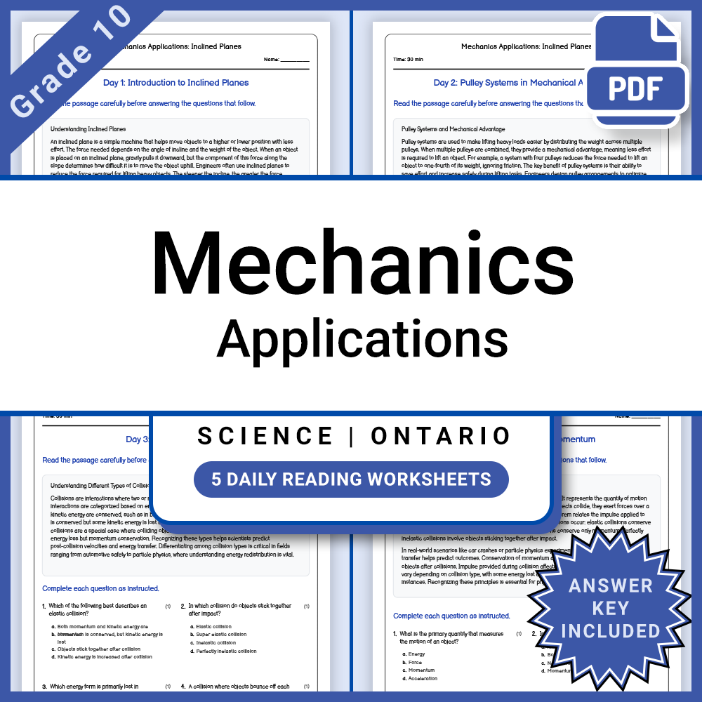 Grade 10 Science Lesson Bundle | Physics and Motion Ontario Framework — included worksheet 5