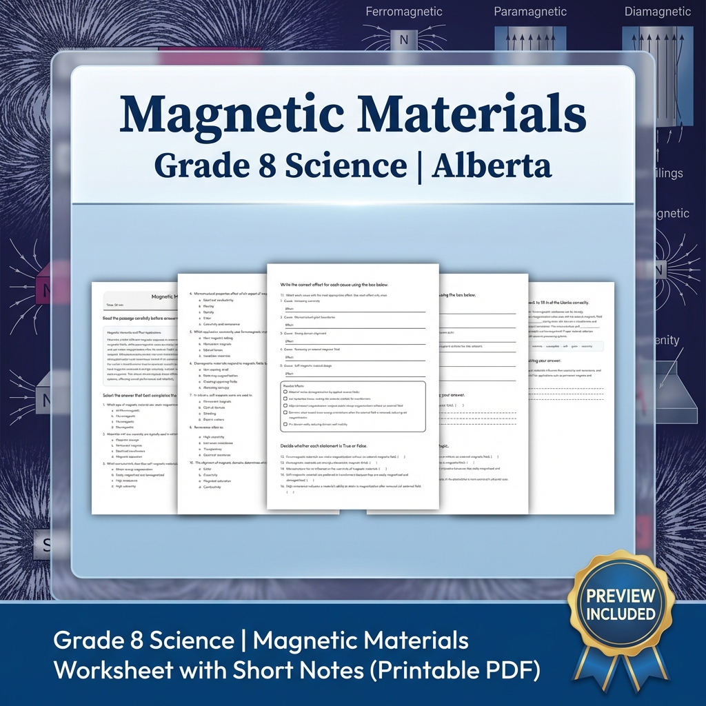 Grade 8 Science Worksheet Bundle | Alberta Standards | Year-Long Assessment Pack — included worksheet 39
