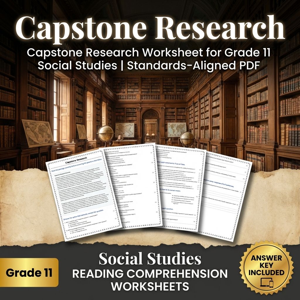 Capstone Research Worksheet for Grade 11 Social Studies | Standards-Aligned PDF