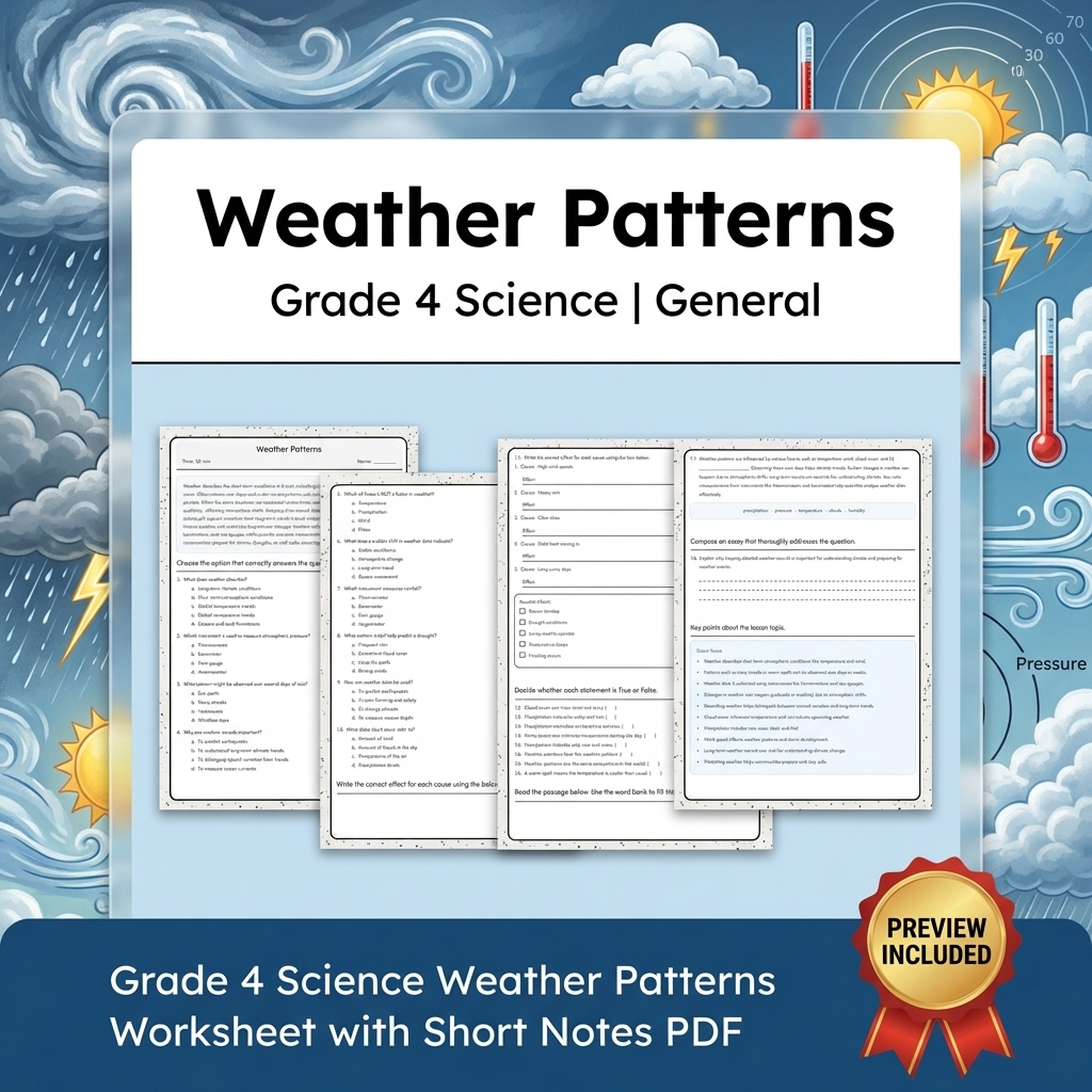 Grade 4 Science Weather and Earth Cycles Lesson Bundle — included worksheet 5
