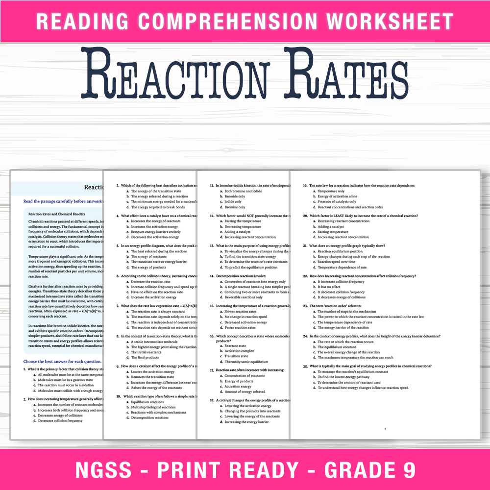 Grade 9 Science | Reaction, Bonding, and Atomic Structure Unit Worksheet Bundle — included worksheet 5