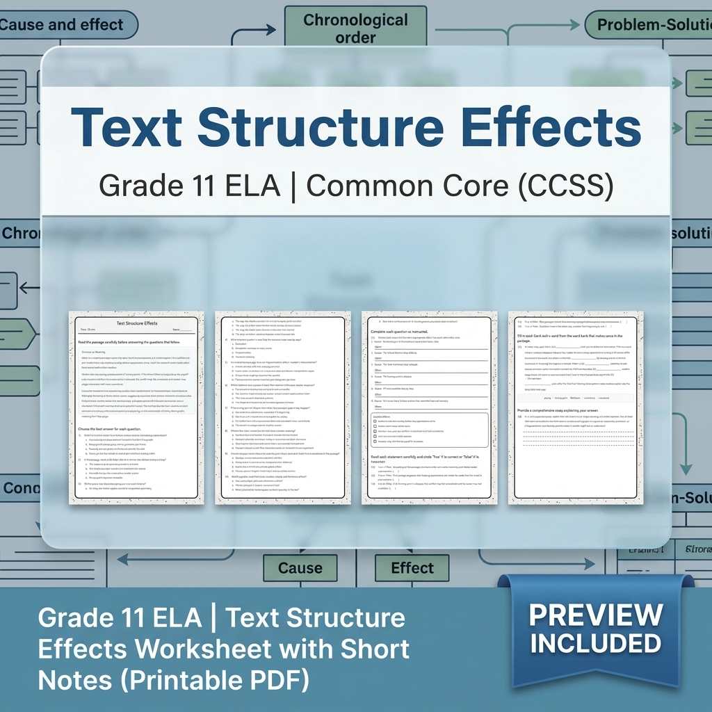 Grade 11 ELA Text Analysis and Writing Full-Year Bundle: Common Core (CCSS) — included worksheet 19