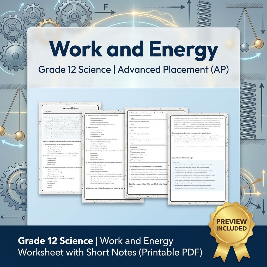 Grade 12 Science Worksheet Bundle – Physics & Biology Topics (PDF Collection) — included worksheet 31