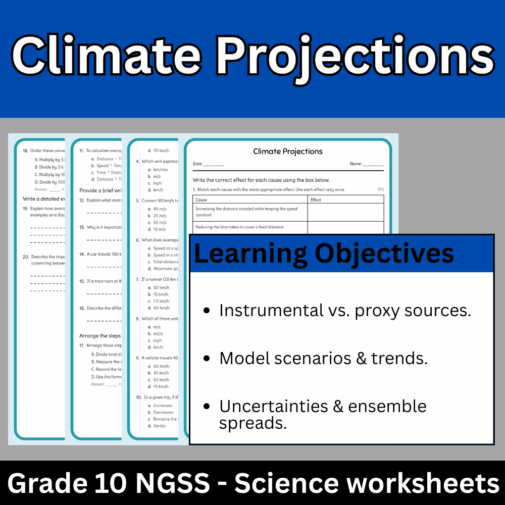 Grade 10 Science | Climate Projections Worksheet (PDF) & NGSS Standards