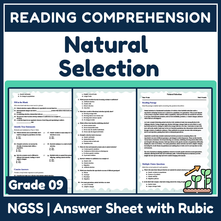 Grade 9 Science reading worksheets worksheet — Grade 9 Science | Natural Selection Reading Worksheet (PDF + Answer Key) —…